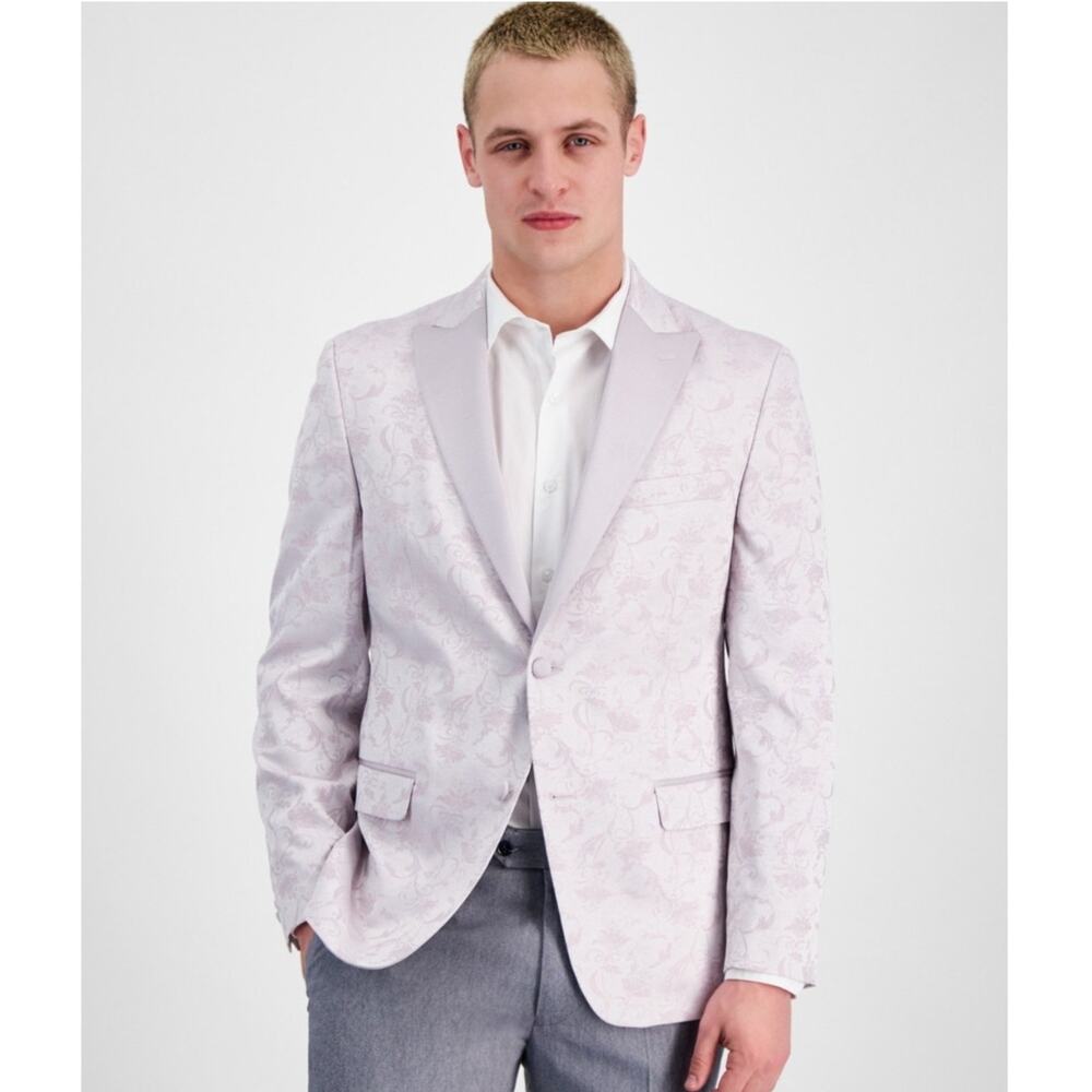 NWT Alfani Slim Fit Sport Coat Blazer Light Pink Floral Jacquard, Men's 42R - Picture 2 of 10